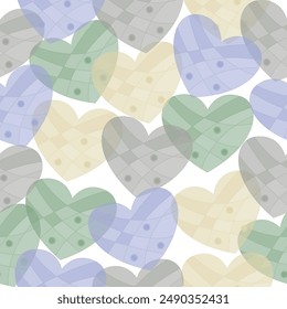 Multicolor hearts pattern. Drawing silhouette love colored.   Cute seamless pattern. Endless girly print.