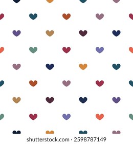 Multicolor Hearts Pattern Seamless, Kawaii Style