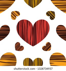Multicolor hearts. Vector illustration. Seamless pattern background. Tracery for fabric
