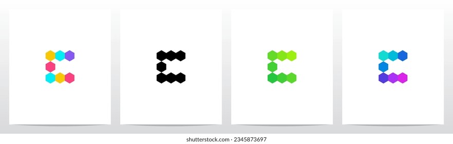 Mehrfarbiges Hexagon-Letter-Logo Design C