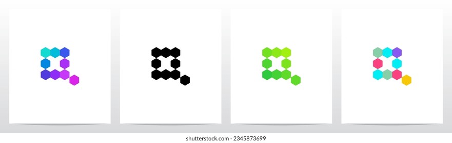 Multicolor Hexagon Letter Logo Design Q