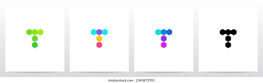 Multicolor Hexagon Letter Logo Design T