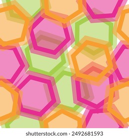 Formas hexagonales multicolores sobre fondo blanco. Patrón de Vector geométrico sin costuras.  Patrón de Vector sin costuras.