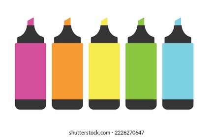 Multicolor highlighter pen web icon set. Marker pen sign vector design. Highlighter pen logo clipart