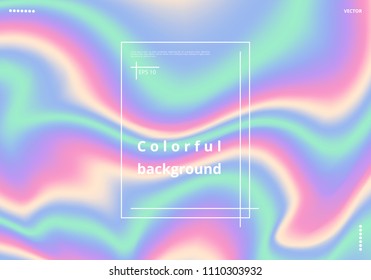 Multicolor holographic background with neon effect. Vector illustration with place for text