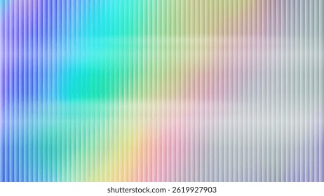 Multicolor holographic rainbow background with texture of embossed ribbed glass. Window with matte effect. Trendy banner for flyer, covers, wallpaper. Vector illustration EPS10
