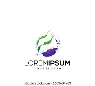 Multicolor horse logo design template