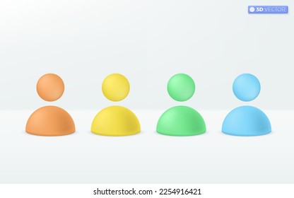 Multicolor human personal icon symbol. staff figure, people social network profile badge, cyberspace user staff abstract avatar concept. 3D vector isolated illustration, Cartoon pastel Minimal style.