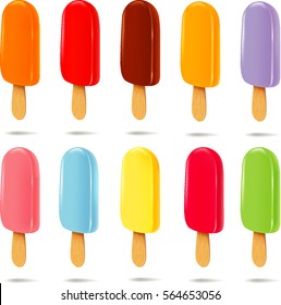 multicolor ice cream lollipops on wooden stick