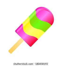 Multicolor Ice cream lolly isolated on the white phone