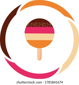 Multicolor ice cream or ice cream popsicle icon. white background with colors circle.