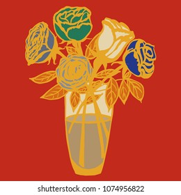 Multicolor illustration with roses 