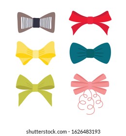 Multicolor image of different bow collection. Vector illustration.