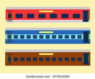 Multicolor Indian train's coaches illustration.