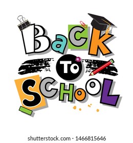 Multicolor inscription back to school on a white background