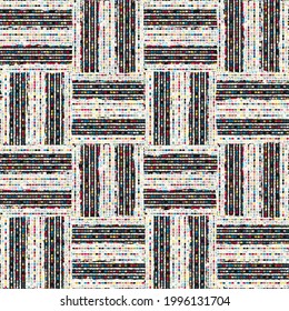 Multicolor Irregular Mosaic Textured Checked Pattern