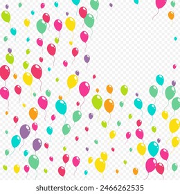 Multicolor Jubilee Balloon Vector Transparent Background. Glossy Ballon Banner. Bright Design Cover. Cute Holiday Baloon Poster.