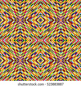 Multicolor kaleidoscope seamless background with optical effect