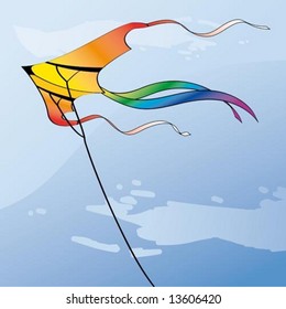 multicolor kite in the sky with clouds