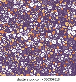 Multicolor leaf carpet - cartoon sketch - vector seamless pattern