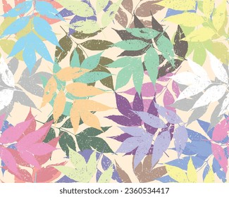 multicolor leaves pattern background, seamless background, seamless pattern, seamless design, vector print design, fabric and textile design, decoration paper design