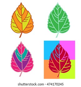 Multicolor leaves set on a white background. Vector illustration.