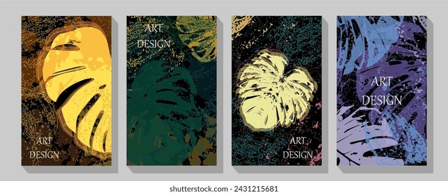 Multicolor leaves vector design  Blue, green, yellow soft artwork for banner, print, poster, cover, social media.