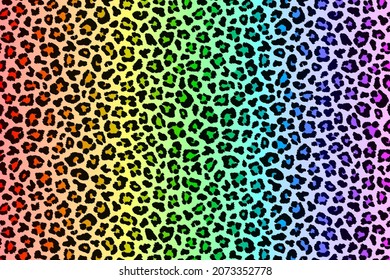 Multicolor leopard pattern with rainbow gradient. Vector