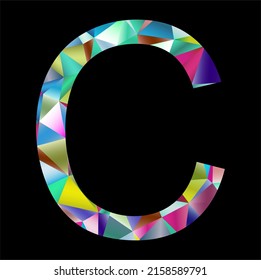 Multicolor letter C on a black background