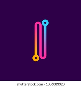 Multicolor I letter logo made of electric wire. This rounded striped icon can be used for tech ads, solder posters, energy company identity, etc.
