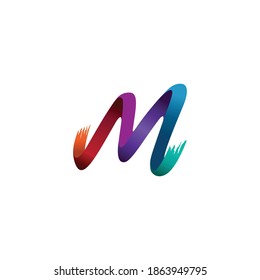 Multicolor letter M in origami style. Vector