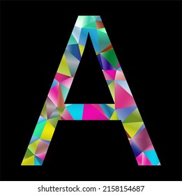 Multicolor letter A on a black background