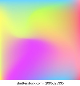 Multicolor Light Wavy Rainbow Neon Swirl Gradient Mesh. Fluid Water Blue Dynamic Yellow Background. Happy Curve Green Pink Smooth Surface. Blurred Pastel Color Liquid Purple Gradient Backdrop.