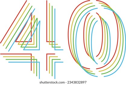 multicolor line number forty isolated on white background. vector illustration - Powered by Shutterstock - Get 15% off with code: PIKWIZARD15