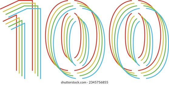 multicolor line number one hundred isolated on white background. vector illustration