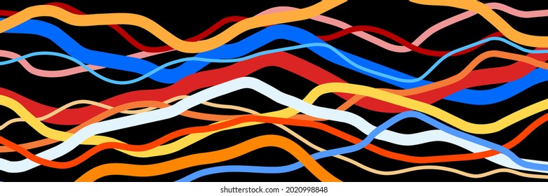 Multicolor lines, abstract background. Outline waves, abstraction color shapes, modern backdrop, vector design Illustration for you project