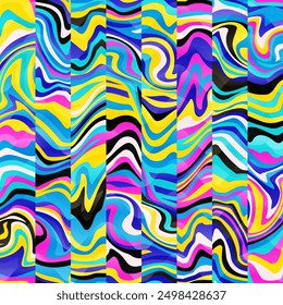 Multicolor Liquid Lines geometric seamless pattern