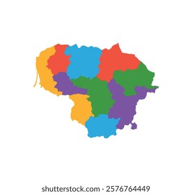 Multicolor Lithuania map political regions simple flat vector