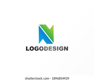 Multicolor logo design identity icon. N letter shape logo