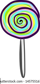 Multicolor lollipop, illustration, vector on white background.
