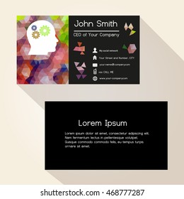 multicolor low polygon abstract colorful business card design eps10