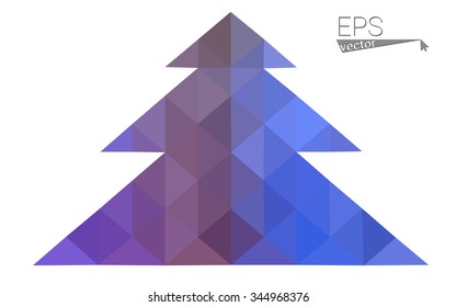Multicolor low polygon style christmas tree vector illustration consisting of triangles . Abstract triangular polygonal origami or crystal design of New Years celebration. Isolated on white  