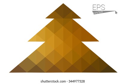 Multicolor low polygon style christmas tree vector illustration consisting of triangles . Abstract triangular polygonal origami or crystal design of New Years celebration. Isolated on white background