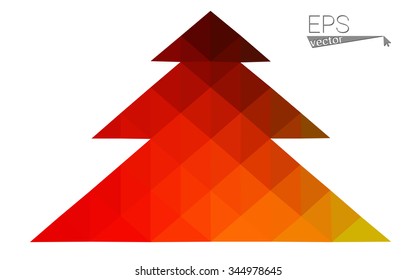 Multicolor low polygon style christmas tree vector illustration consisting of triangles . Abstract triangular polygonal origami or crystal design of New Years celebration. Isolated on white background