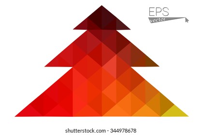 Multicolor low polygon style christmas tree vector illustration consisting of triangles . Abstract triangular polygonal origami or crystal design of New Years celebration. Isolated on white background