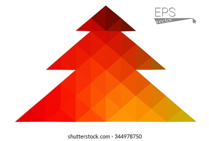 Multicolor low polygon style christmas tree vector illustration consisting of triangles . Abstract triangular polygonal origami or crystal design of New Years celebration. Isolated on white background