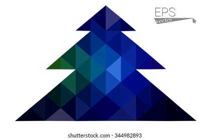 Multicolor low polygon style christmas tree vector illustration consisting of triangles . Abstract triangular polygonal origami or crystal design of New Years celebration. Isolated on white background