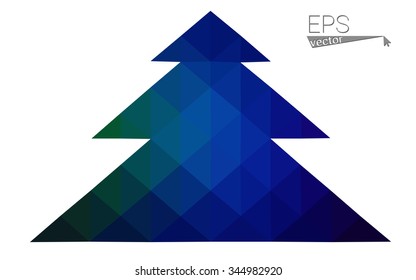 Multicolor low polygon style christmas tree vector illustration consisting of triangles . Abstract triangular polygonal origami or crystal design of New Years celebration. Isolated on white background