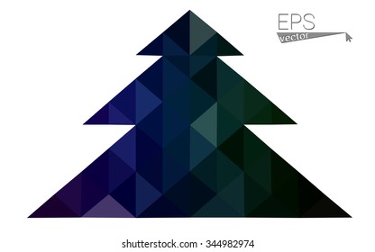 Multicolor low polygon style christmas tree vector illustration consisting of triangles . Abstract triangular polygonal origami or crystal design of New Years celebration. Isolated on white background