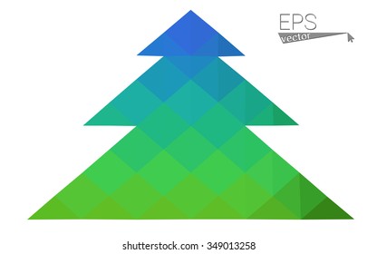 Multicolor low polygon style christmas tree vector illustration consisting of triangles . Abstract triangular polygonal origami or crystal design of New Years celebration. Isolated on white background